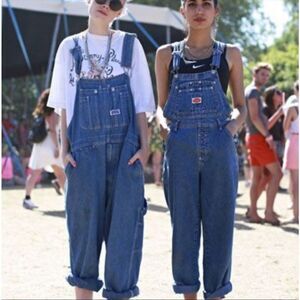 Ikeda Blue Medium Wash Denim Slouchy Overalls S